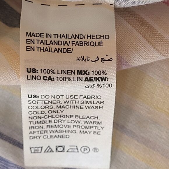 Chico's No Iron Linen Striped Blouse Top - Picture 7 of 9